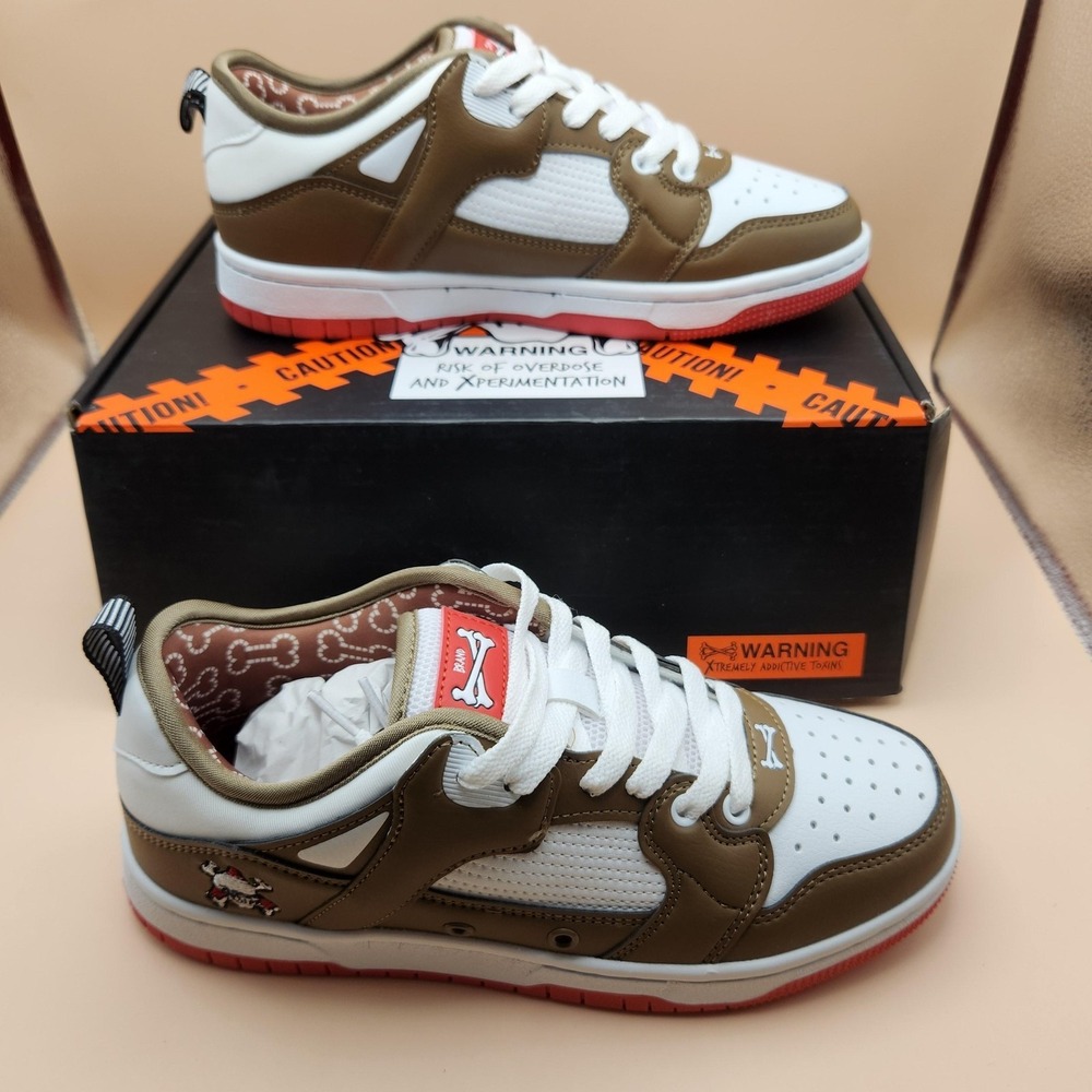 BrandX Studio Tombstone Joker Shoes Mens Size 6 White Brown Low Top Sneakers